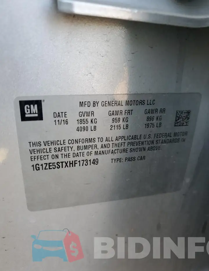 1G1ZE5STXHF173149 Photo# 12