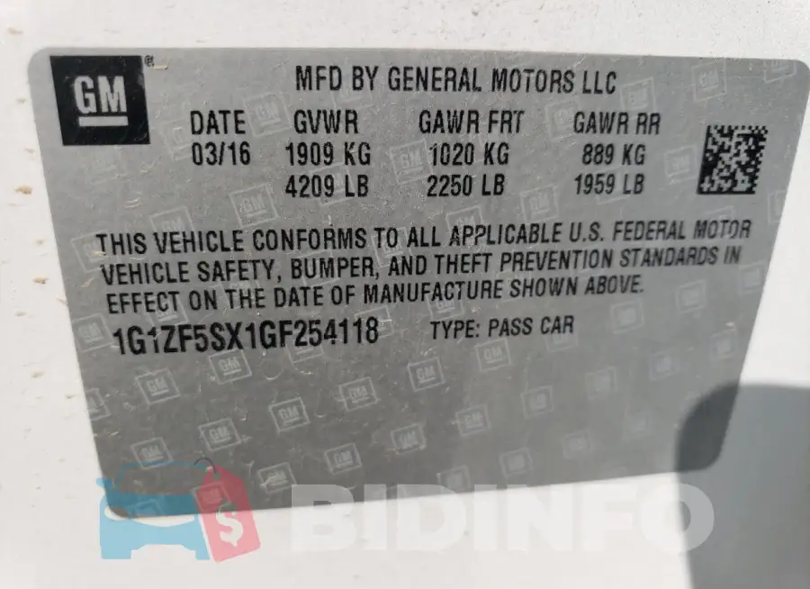 1G1ZF5SX1GF254118 Photo# 13