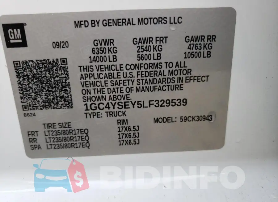 1GC4YSEY5LF329539 Photo# 12