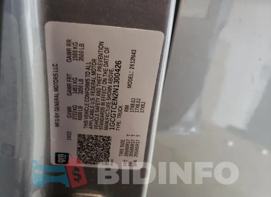 1GCGTCEN2N1300426 Photo# 12