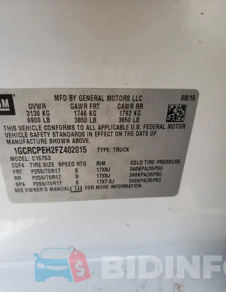 1GCRCPEH2FZ402015 Photo# 12