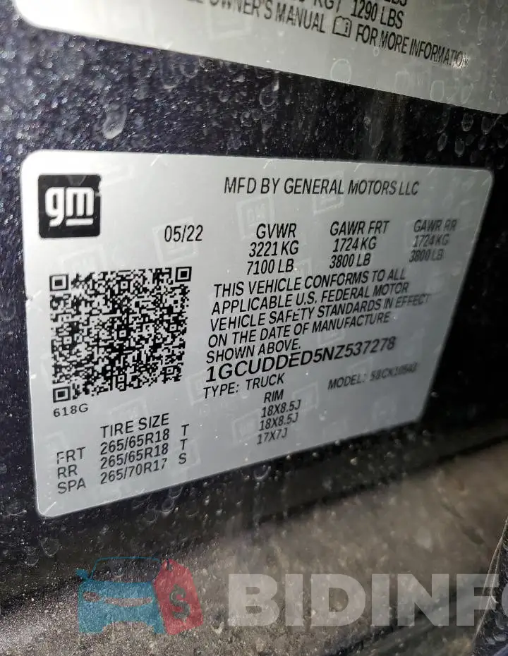 1GCUDDED5NZ537278 Photo# 12