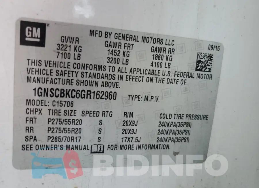 1GNSCBKC6GR162960 Photo# 14