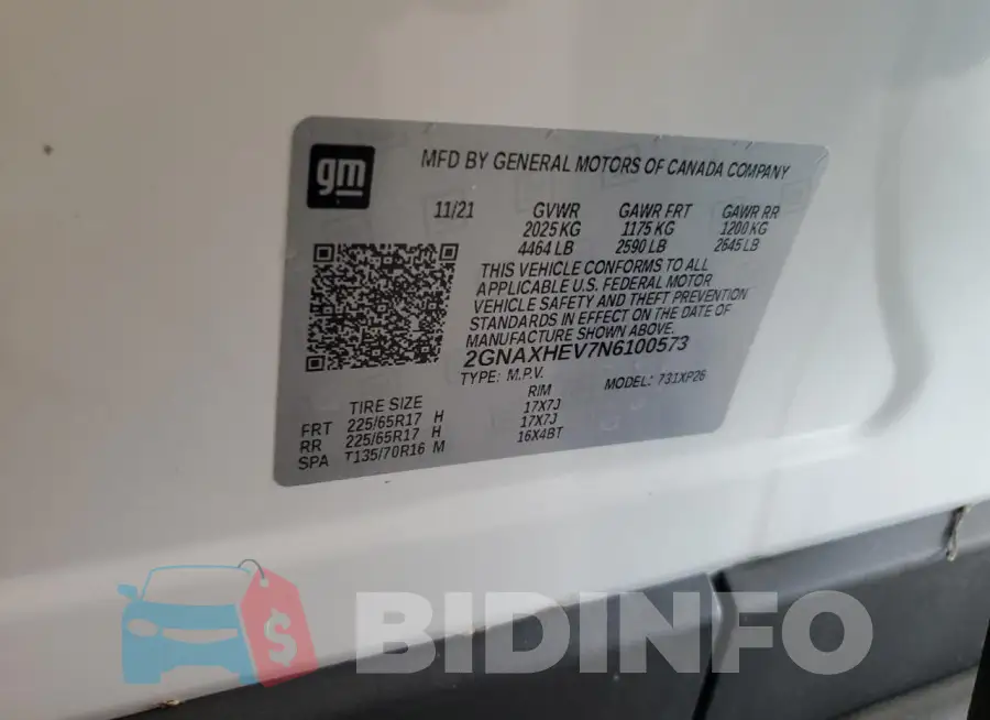 2GNAXHEV7N6100573 Photo# 12