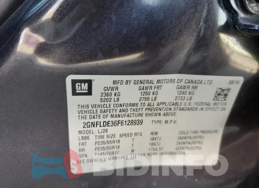 2GNFLDE36F6128939 Photo# 13