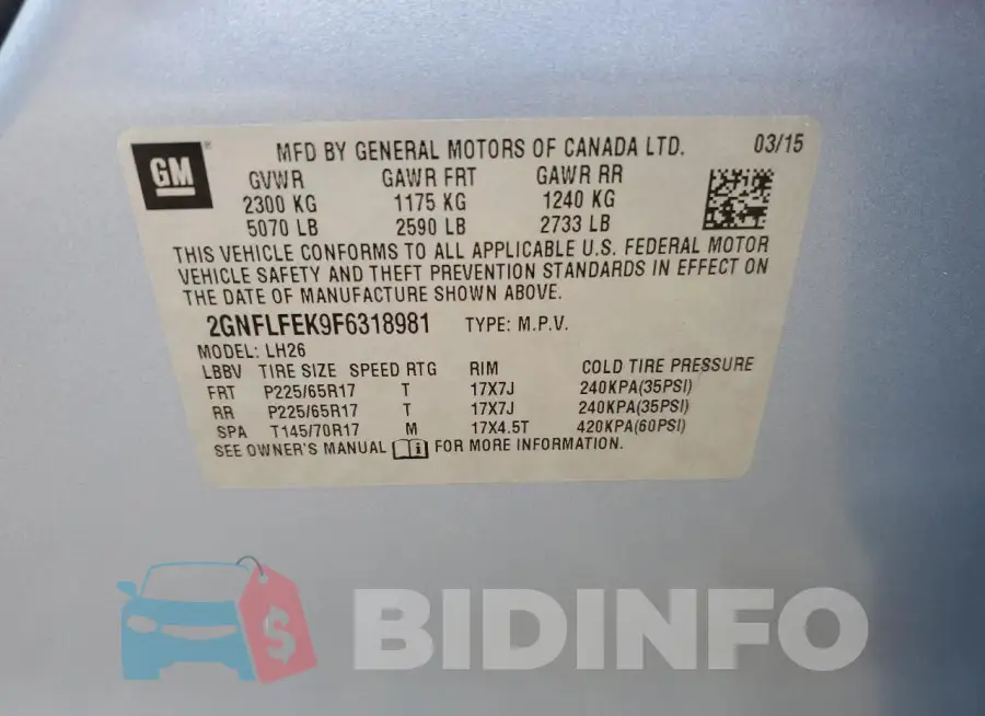 2GNFLFEK9F6318981 Photo# 14