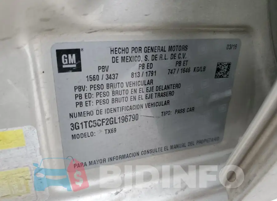 3G1TC5CF2GL196790 Photo# 12