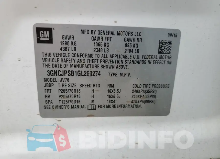 3GNCJPSB1GL269274 Photo# 14