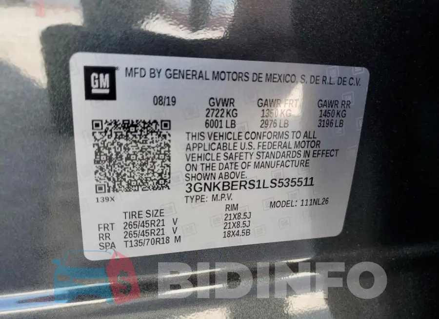 3GNKBERS1LS535511 Photo# 14
