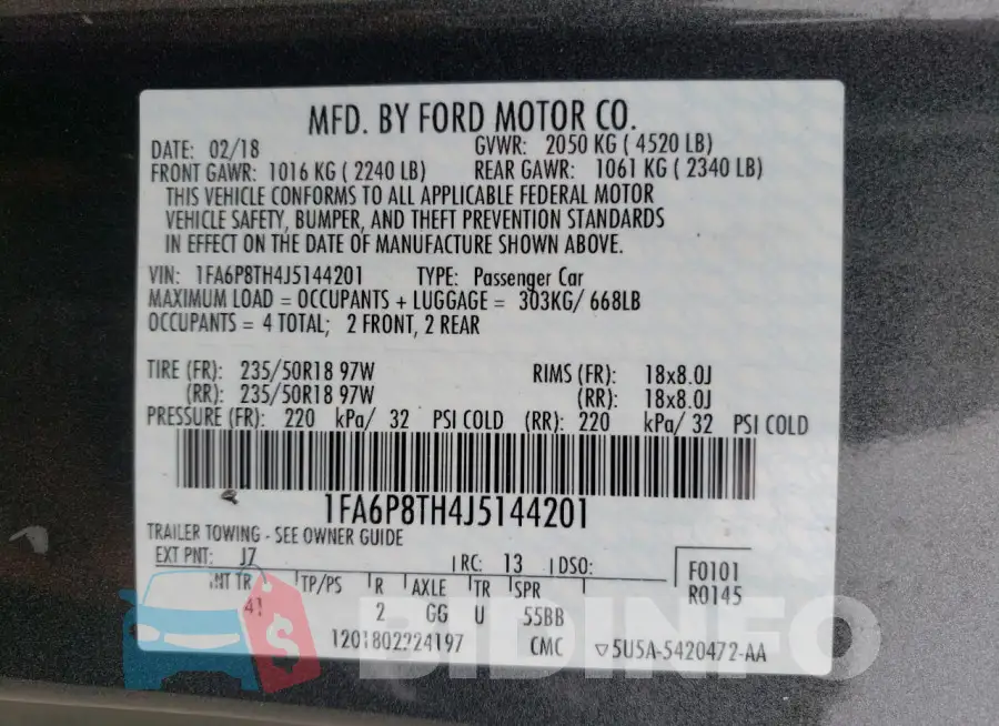 1FA6P8TH4J5144201 Photo# 12