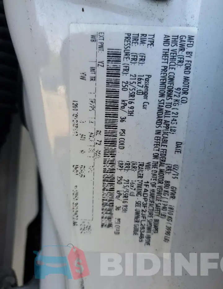1FADP3F23FL263488 Photo# 12