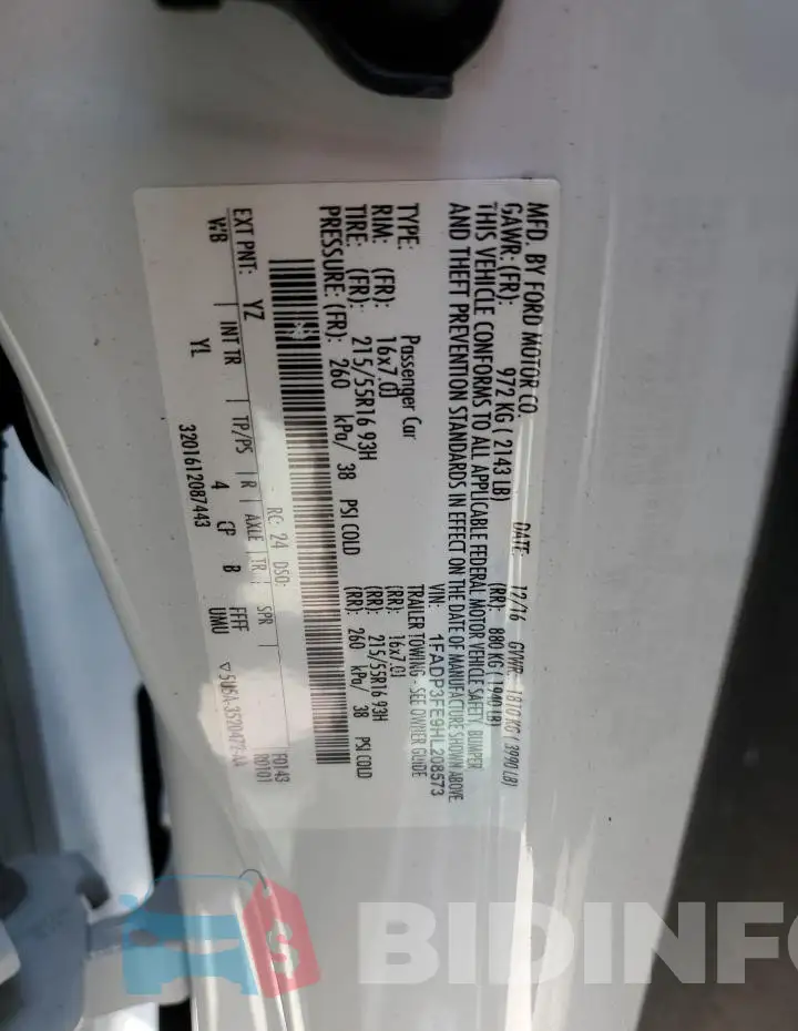 1FADP3FE9HL208573 Photo# 12