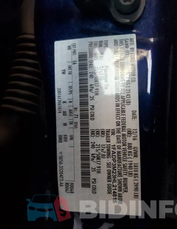 1FADP3M23HL214815 Photo# 12