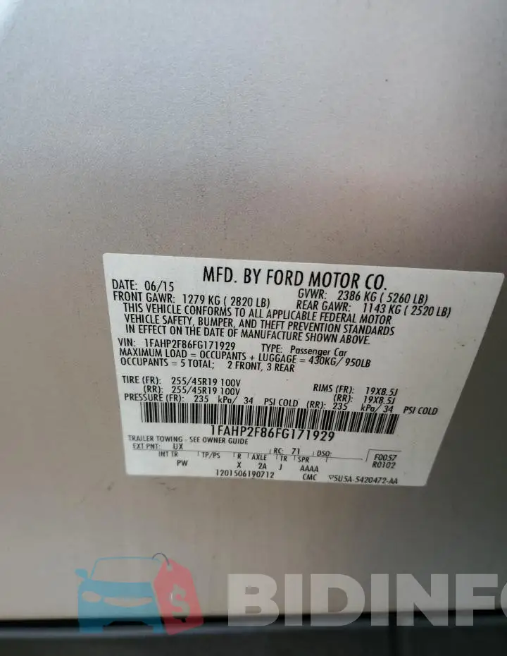 1FAHP2F86FG171929 Photo# 12