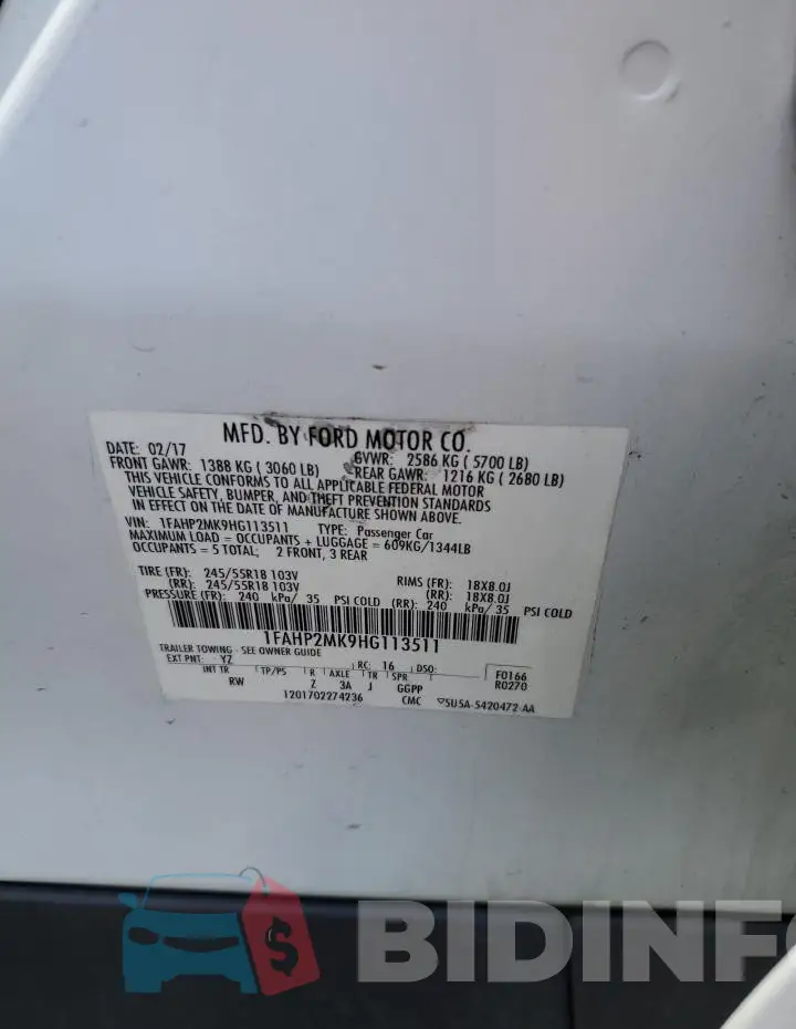 1FAHP2MK9HG113511 Photo# 12