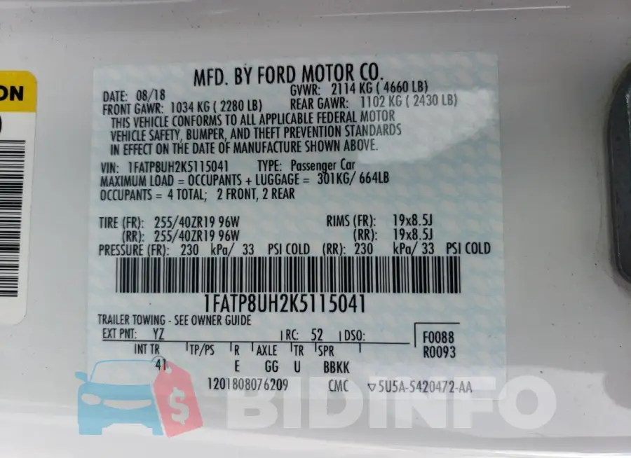 1FATP8UH2K5115041 Photo# 12