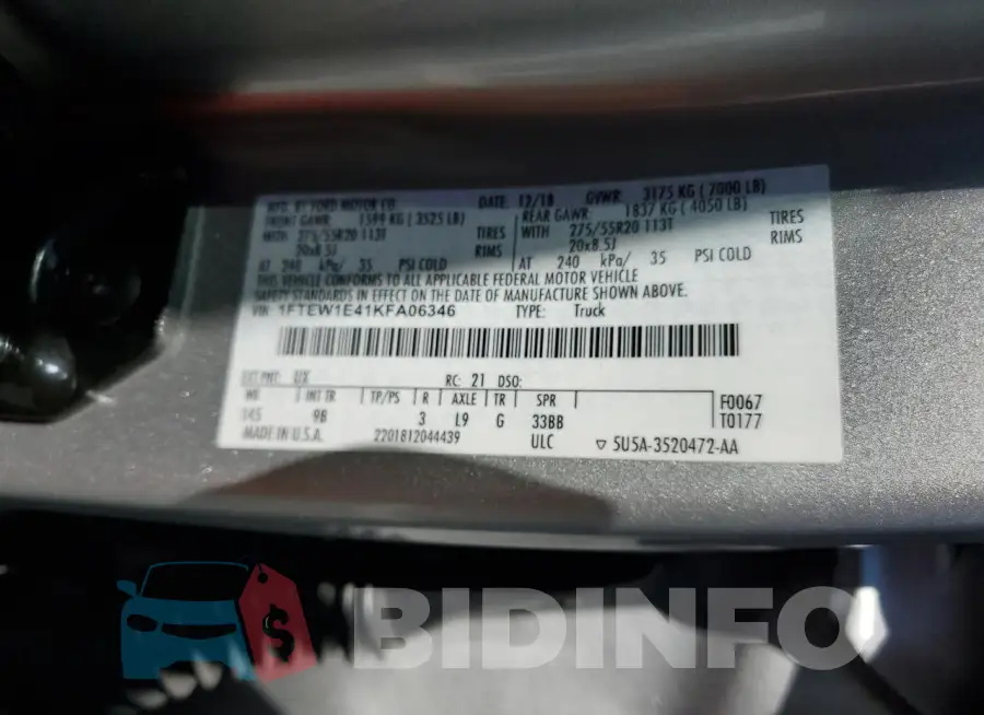 1FTEW1E41KFA06346 Photo# 12