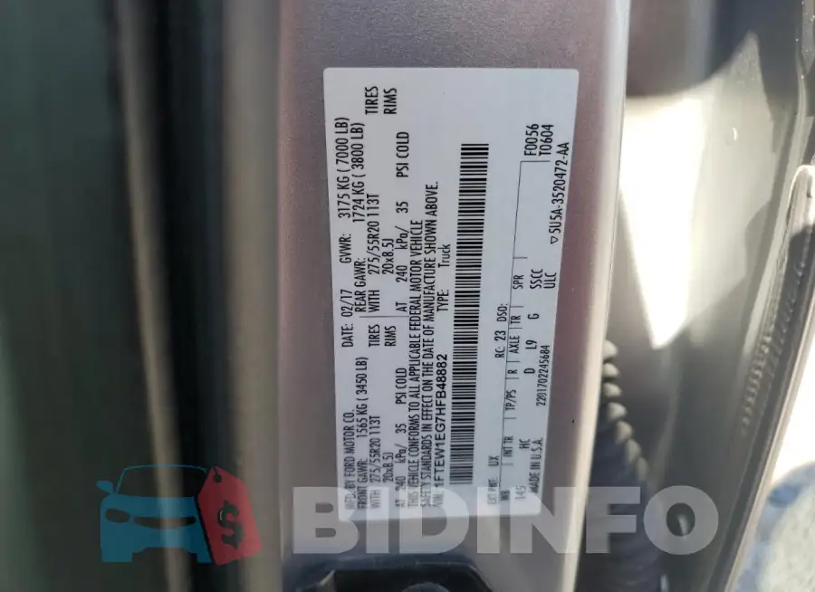 1FTEW1EG7HFB48882 Photo# 12