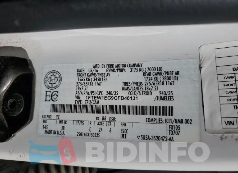 1FTEW1EG9GFB46131 Photo# 12
