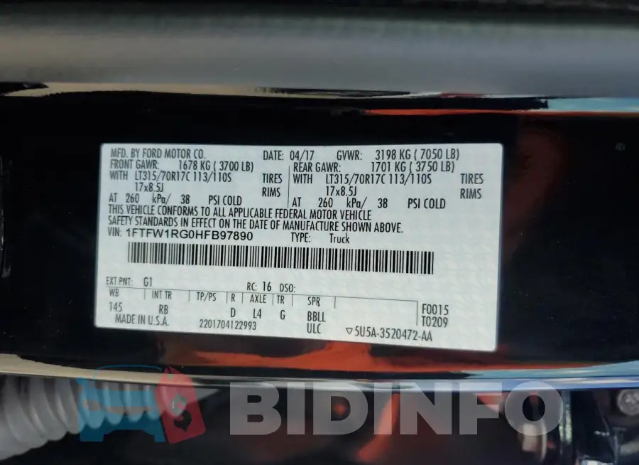 1FTFW1RG0HFB97890 Photo# 13