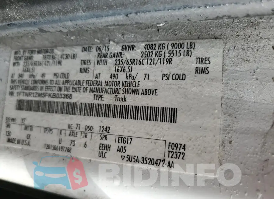 1FTNR1ZM5FKB03368 Photo# 14