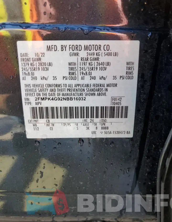 2FMPK4G92NBB16032 Photo# 14