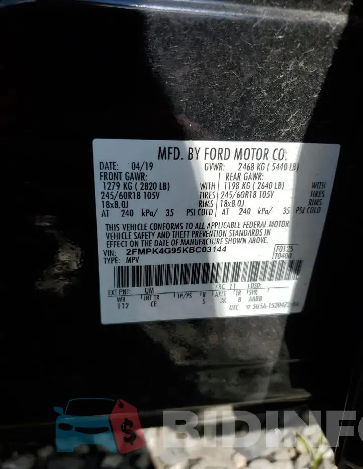 2FMPK4G95KBC03144 Photo# 13