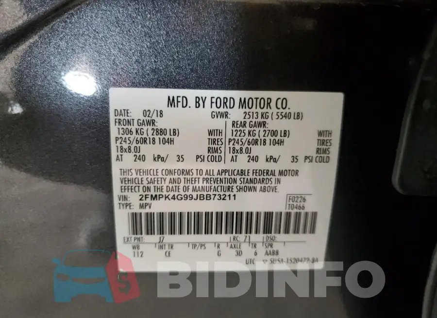 2FMPK4G99JBB73211 Photo# 12