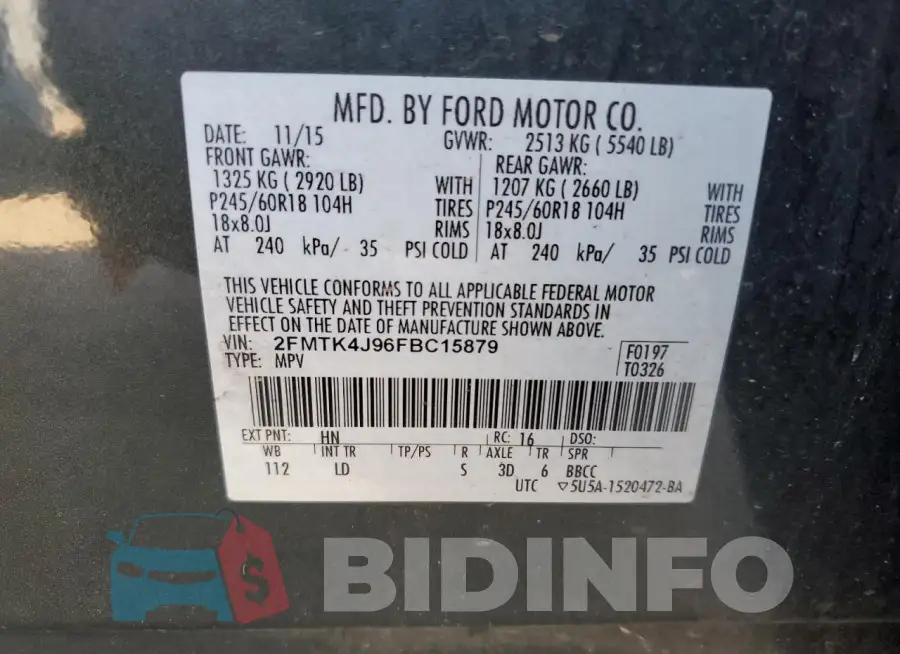 2FMTK4J96FBC15879 Photo# 13