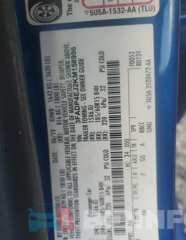 3FADP4EJ2KM158996 Photo# 13
