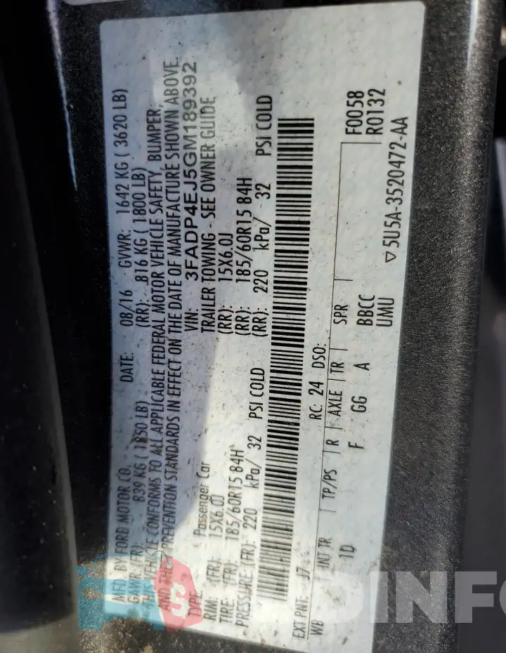 3FADP4EJ5GM189392 Photo# 13