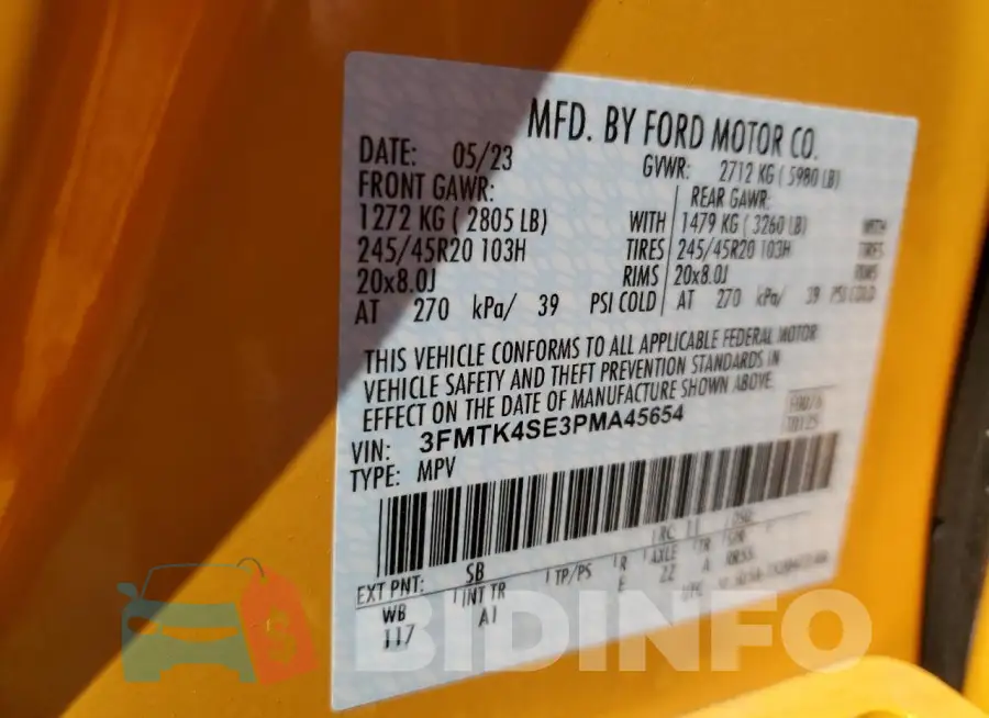 3FMTK4SE3PMA45654 Photo# 14