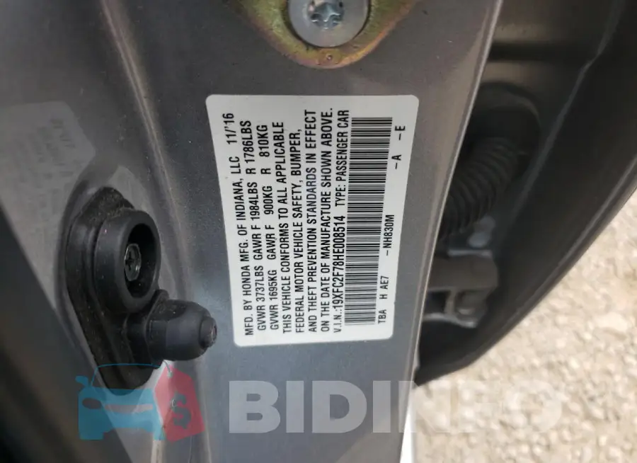 19XFC2F78HE008514 Photo# 13