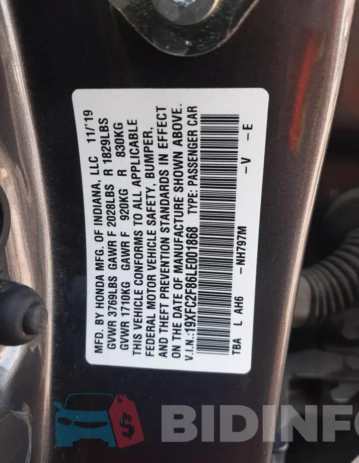 19XFC2F86LE001868 Photo# 12