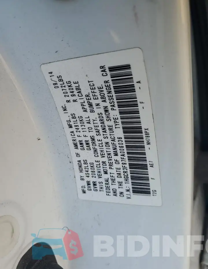 1HGCR3F97FA006036 Photo# 13