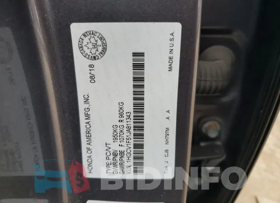 1HGCV1F51JA811343 Photo# 12