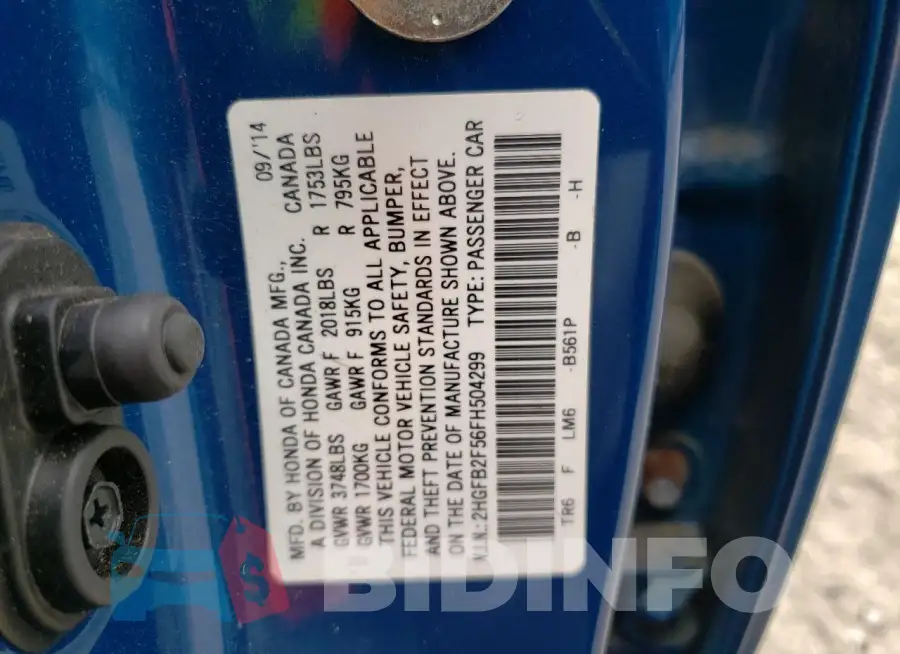 2HGFB2F56FH504299 Photo# 12