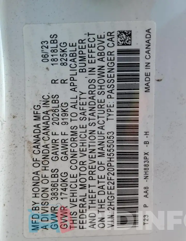 2HGFE2F20PH555053 Photo# 12