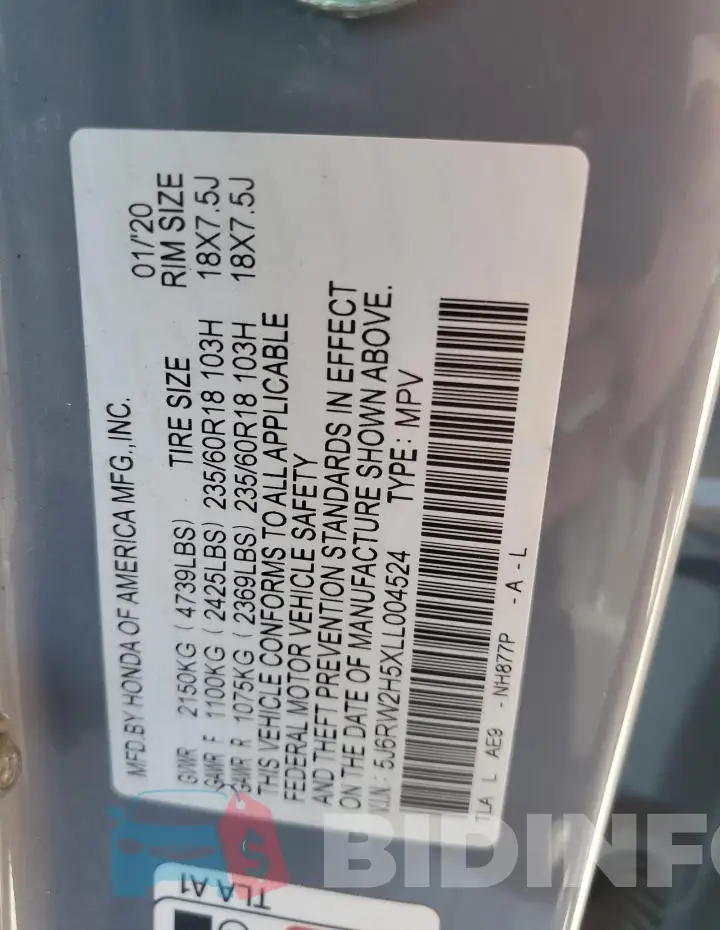 5J6RW2H5XLL004524 Photo# 14