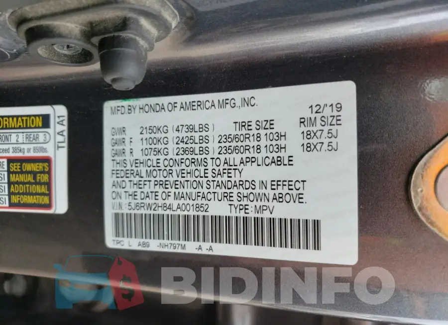 5J6RW2H84LA001852 Photo# 13