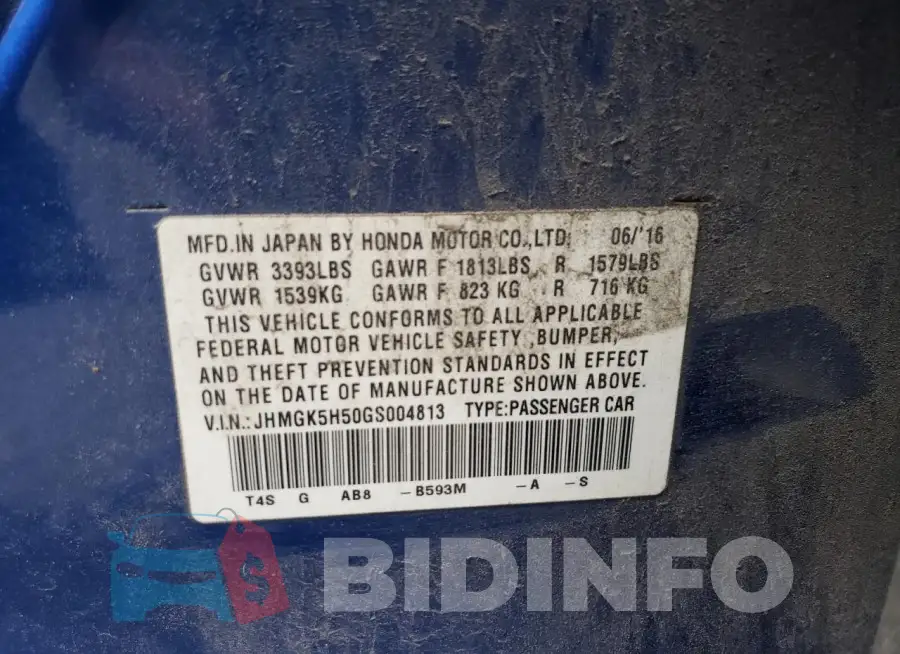 JHMGK5H50GS004813 Photo# 13