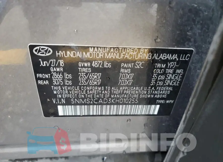 5NMS2CAD3KH010255 Photo# 13
