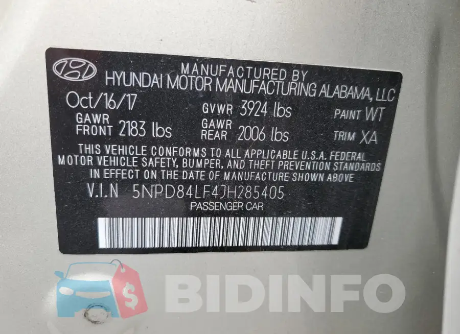 5NPD84LF4JH285405 Photo# 12