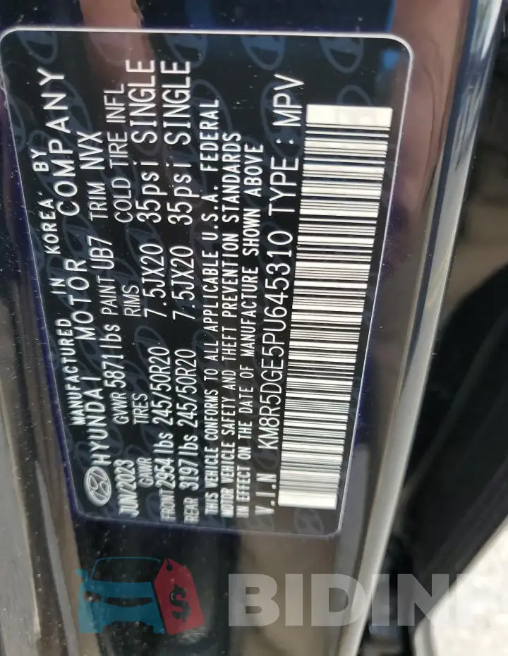 KM8R5DGE5PU645310 Photo# 14