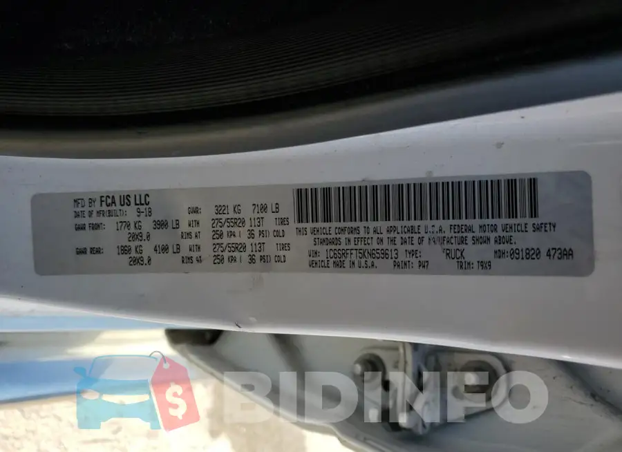 1C6SRFFT5KN659613 Photo# 12
