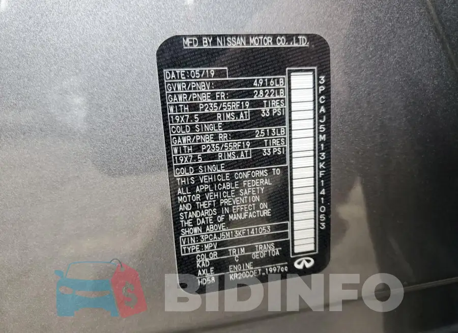 3PCAJ5M13KF141053 Photo# 14