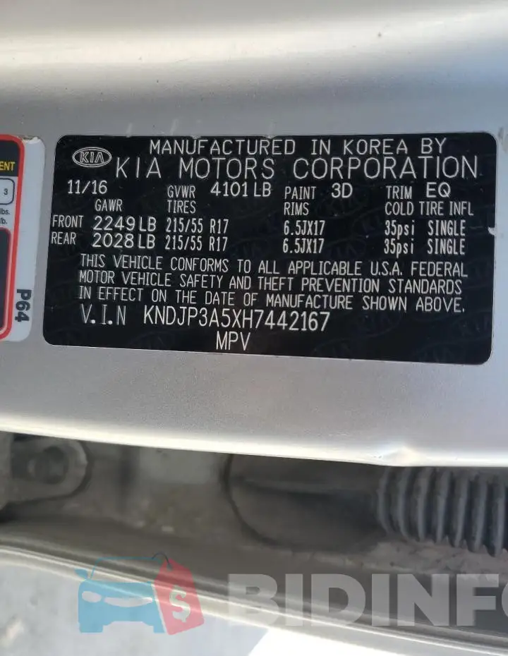 KNDJP3A5XH7442167 Photo# 12