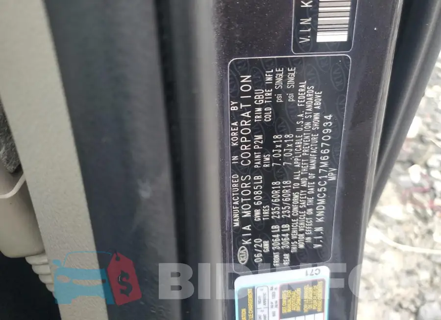 KNDMC5C17M6670934 Photo# 13
