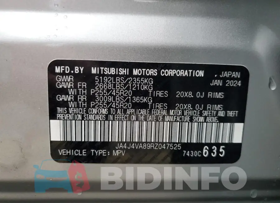 JA4J4VA89RZ047525 Photo# 13