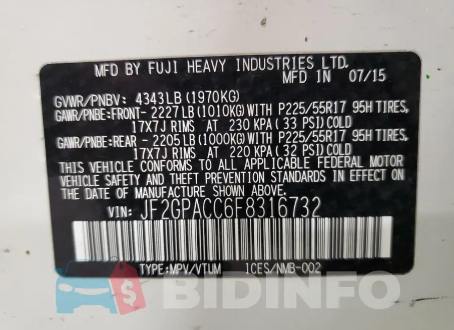 JF2GPACC6F8316732 Photo# 13